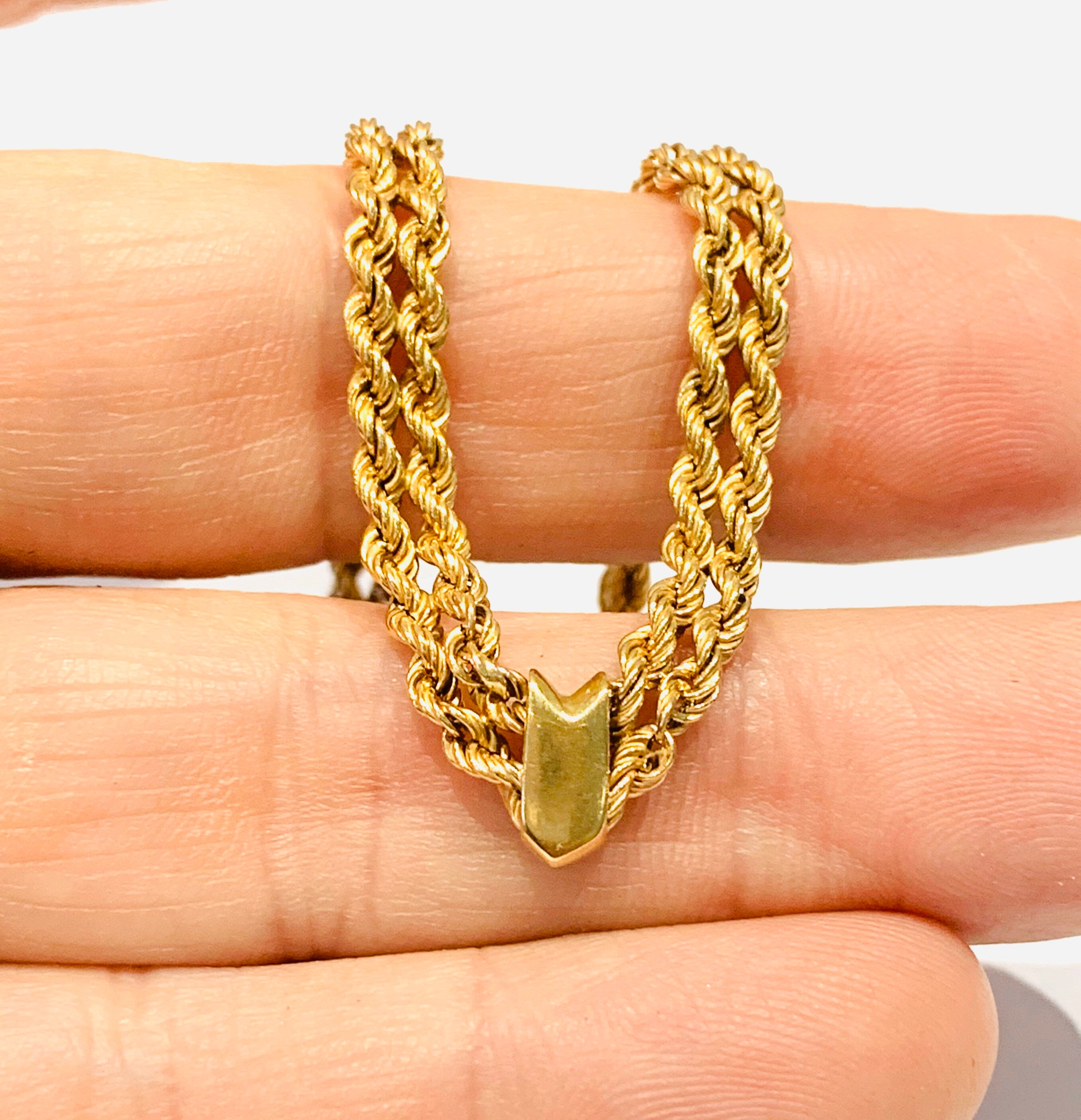Superb vintage 9ct yellow gold 17 inch double rope twist chain fully