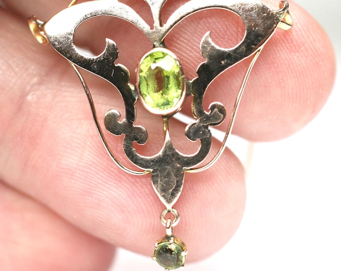 Edwardian 9ct rose gold Peridot Lavalier pendant