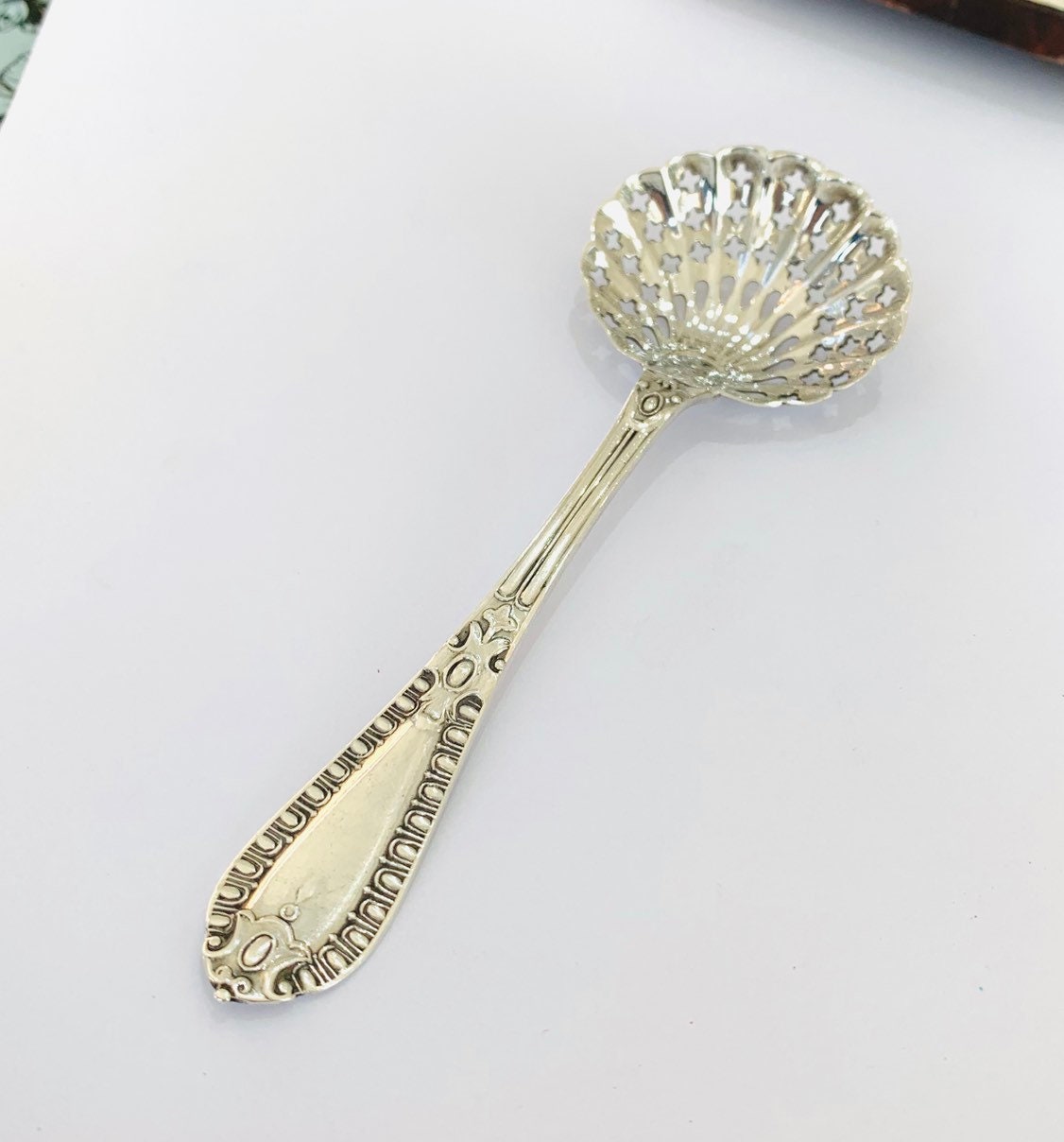 Superb antique sterling silver Sugar Sifter spoon Made in Sheffield