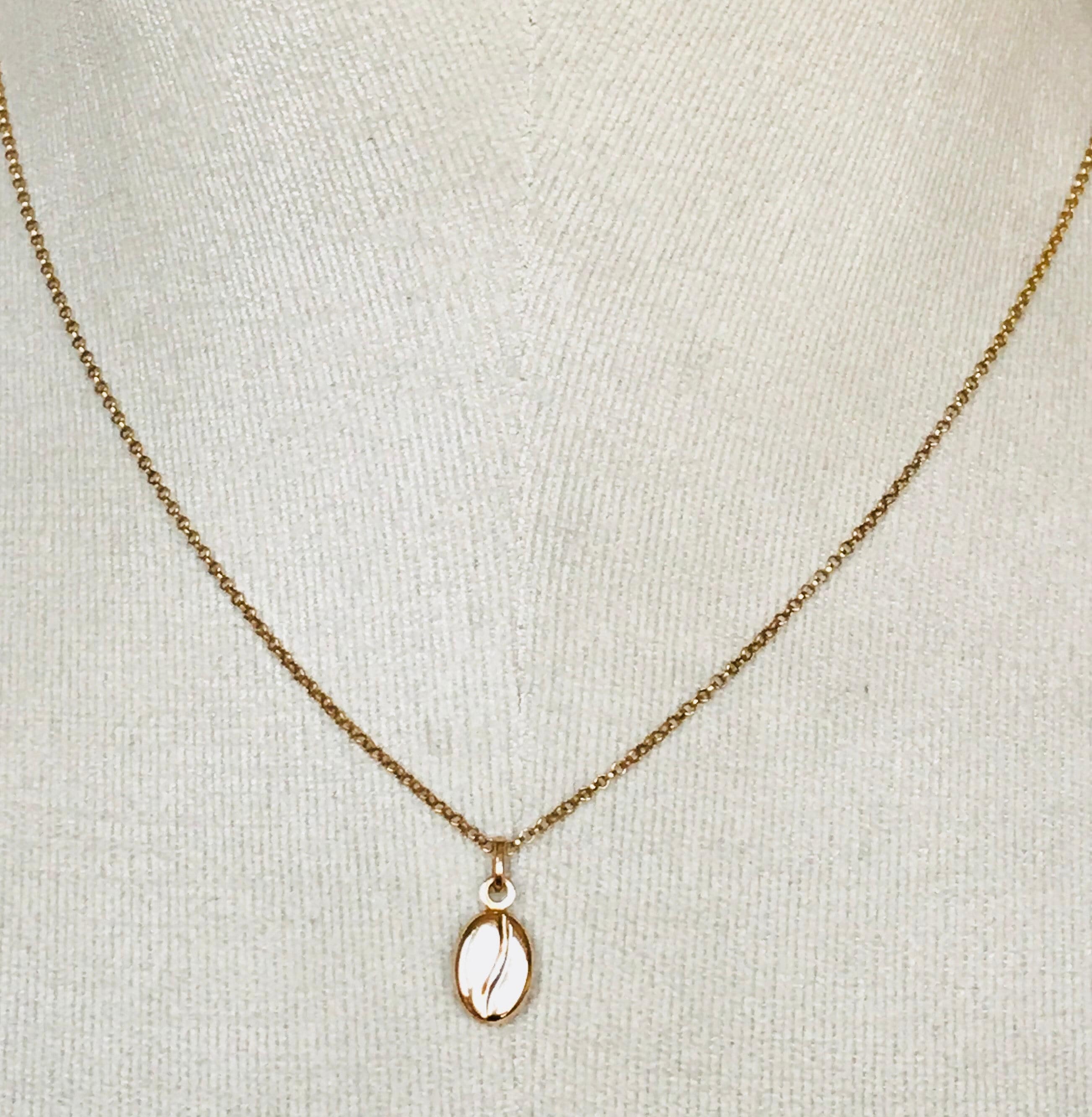 Lovely vintage 9ct yellow gold coffee bean pendant and chain ...