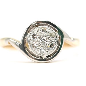 Superb sparkling antique 18ct gold & Platinum Diamond cluster ring - fully stamped - size M 1/2 or 6 1/4