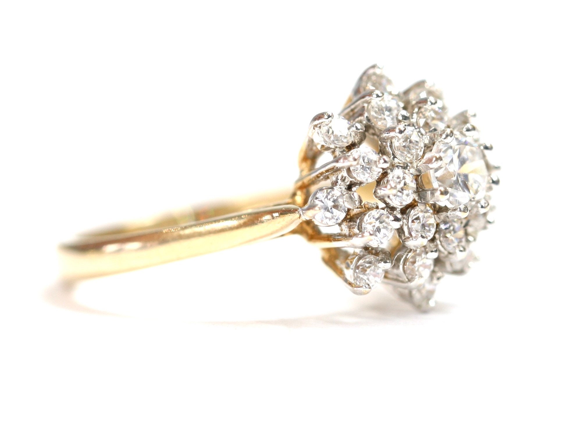 Superb sparkling vintage 9ct gold Cubic Zirconia cluster ring - fully ...