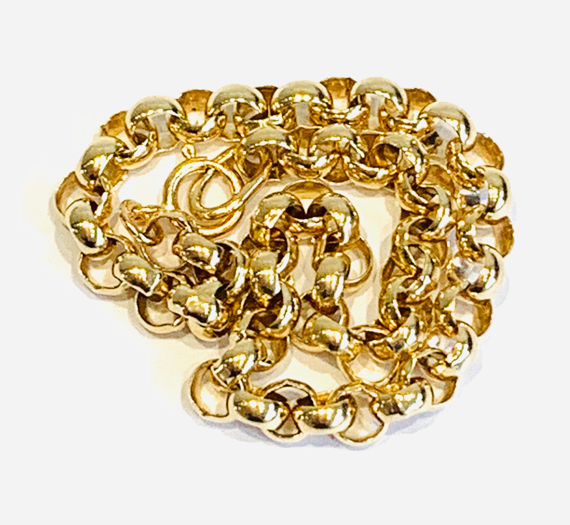 Vintage 9ct yellow gold 7 inch Belcher link bracelet