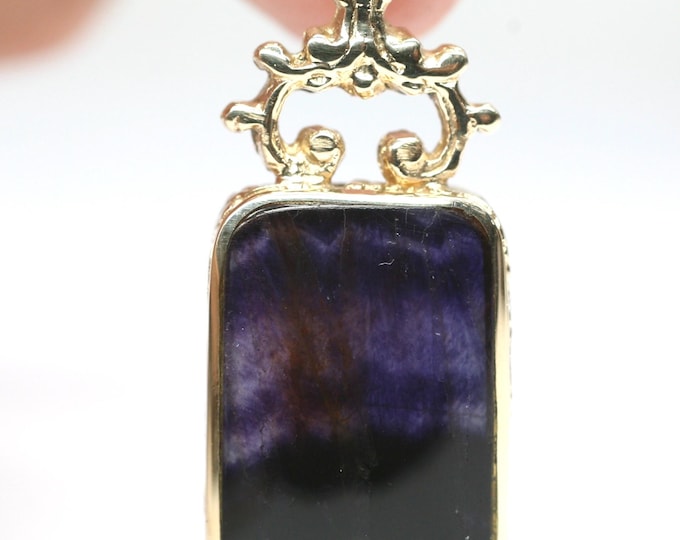 David Scott Walker - 9ct gold Blue John & Goldstone pendant - fully hallmarked