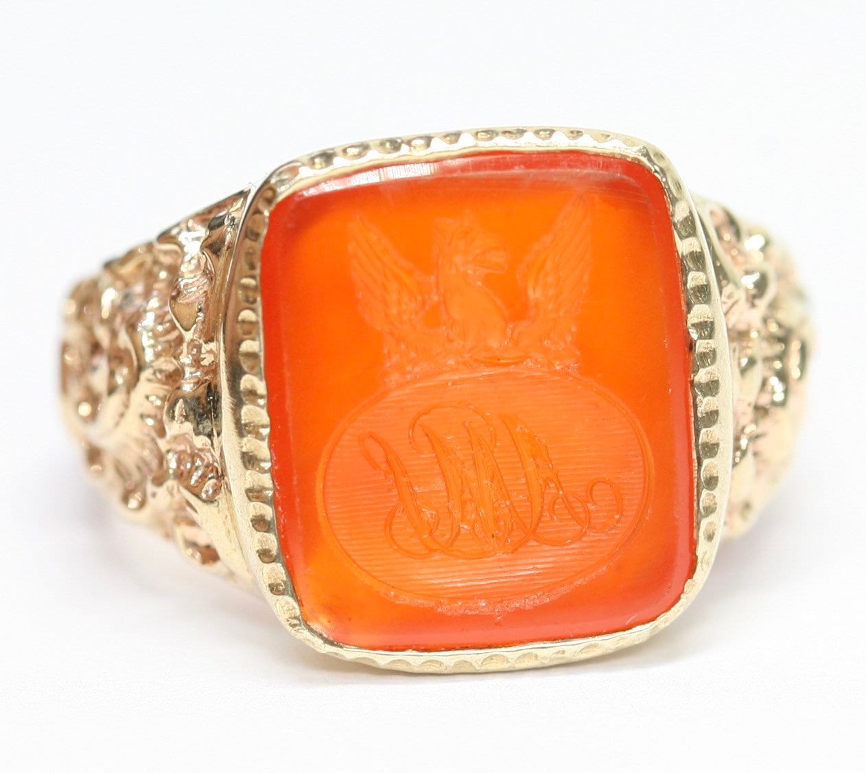 REDUCED ***Stunning heavy vintage 9ct gold carved Intaglio seal ring