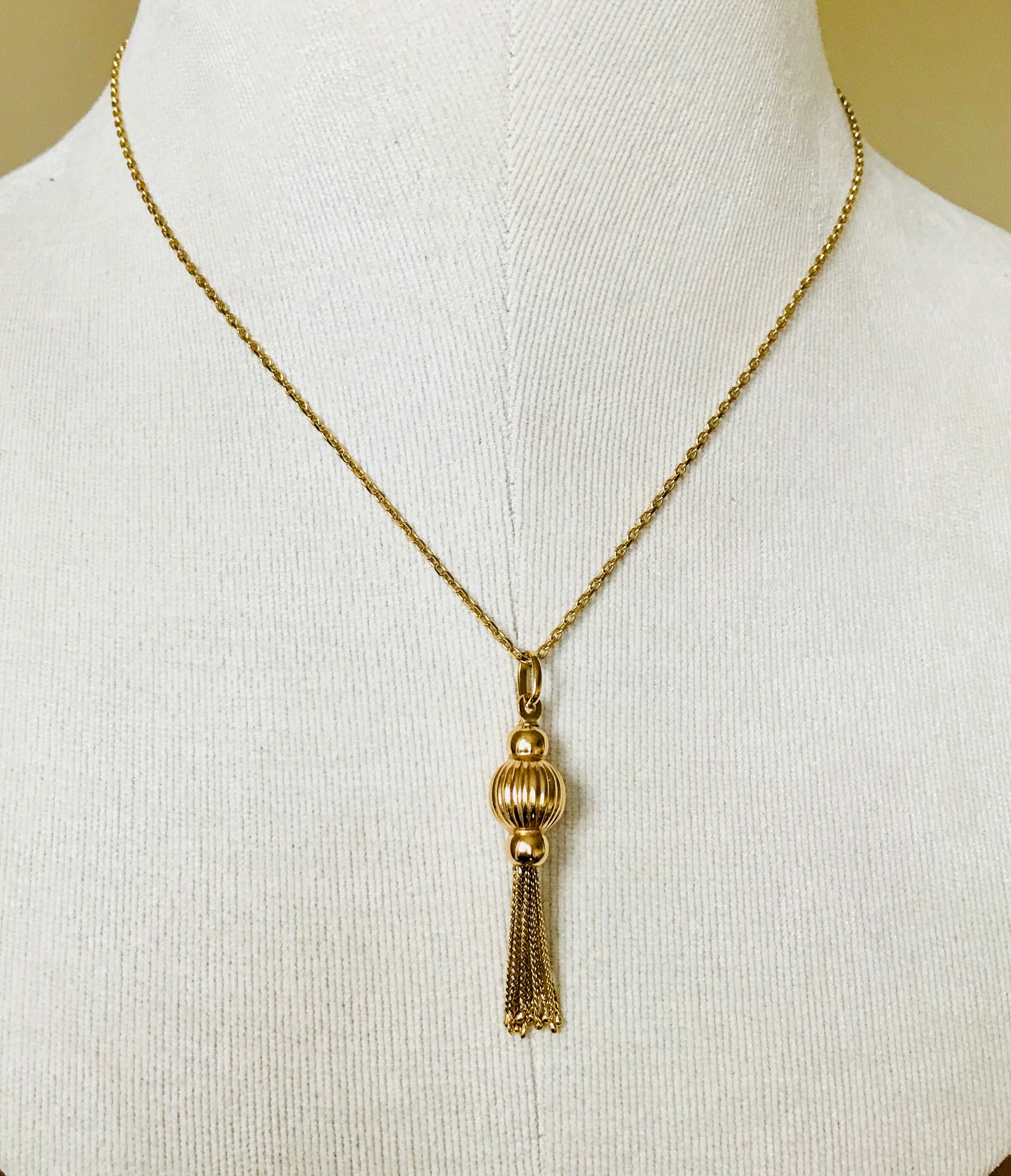 Stunning vintage 9ct gold Tassel necklace fully hallmarked