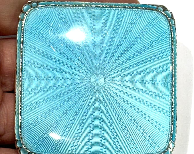 Asprey & Co. Superb enamelled sterling silver compact. Hallmarked Birmingham 1935