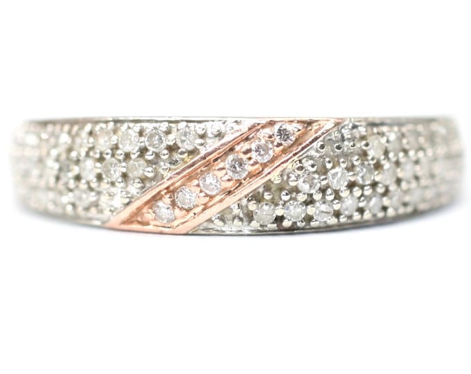 Vintage 9ct rose and white gold 0.26 carat Diamond ring - size L or US 5 1/2