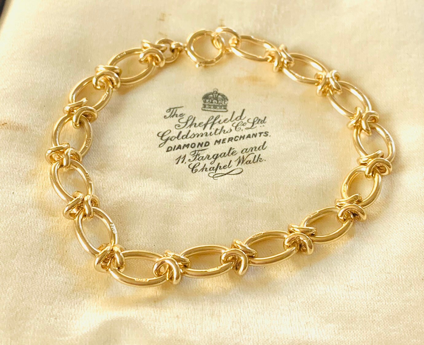 Stunning vintage 9ct yellow gold 7 1/2 inch fancy link bracelet ...
