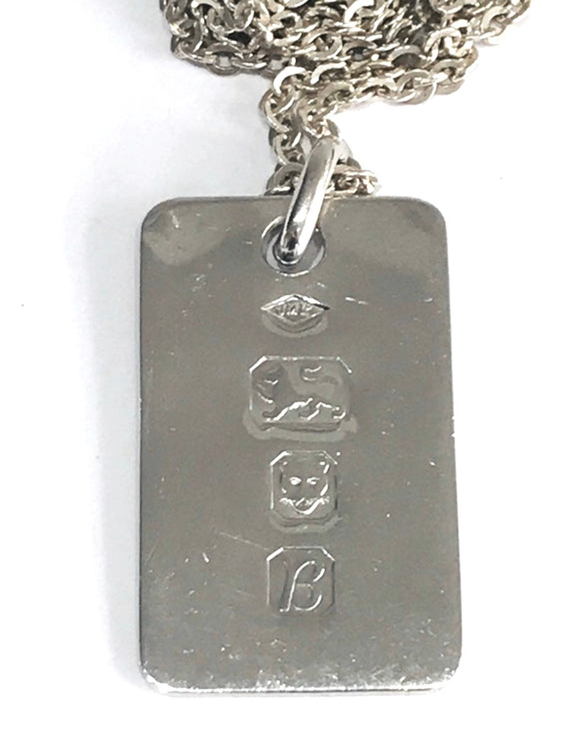 Stunning vintage Sterling Silver Dog tag pendant and chain - hallmarked ...