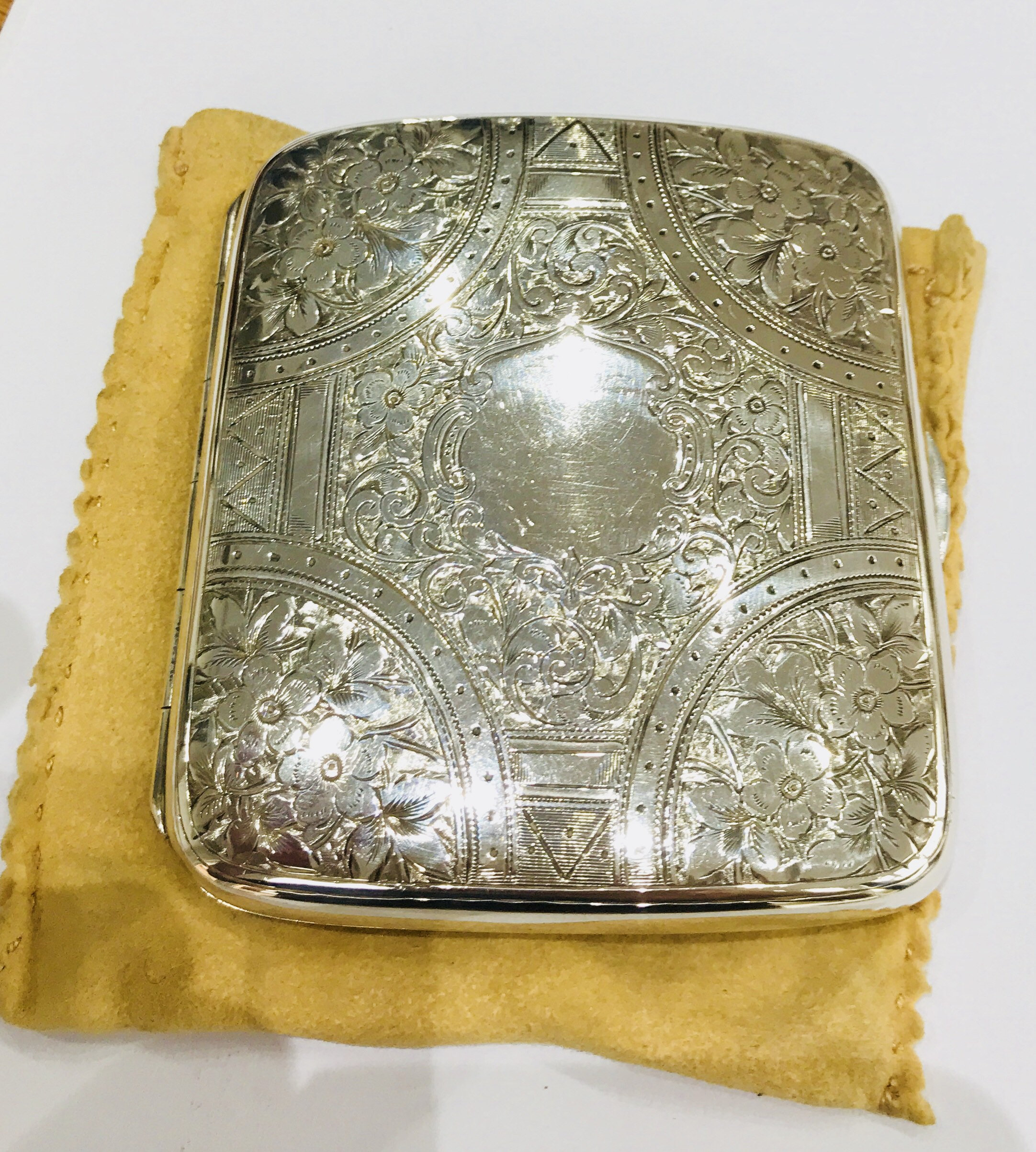 Stunning antique Victorian sterling silver cigarette case - hallmarked