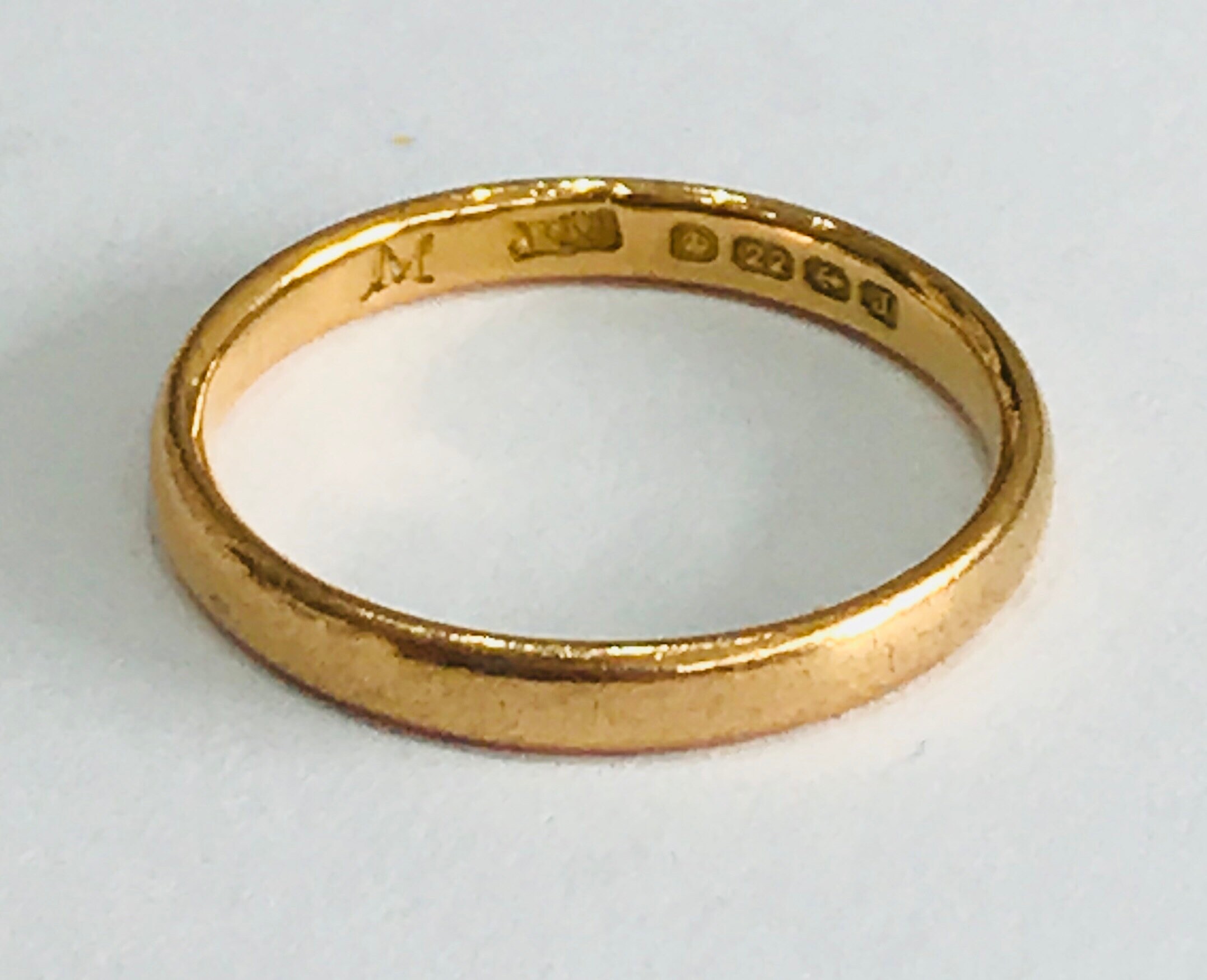 Antique 22ct gold wedding ring - hallmarked Birmingham 1933