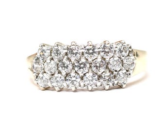 Vintage 9ct gold cubic zirconia ring - fully hallmarked - size M 1/2 or US 6 1/4