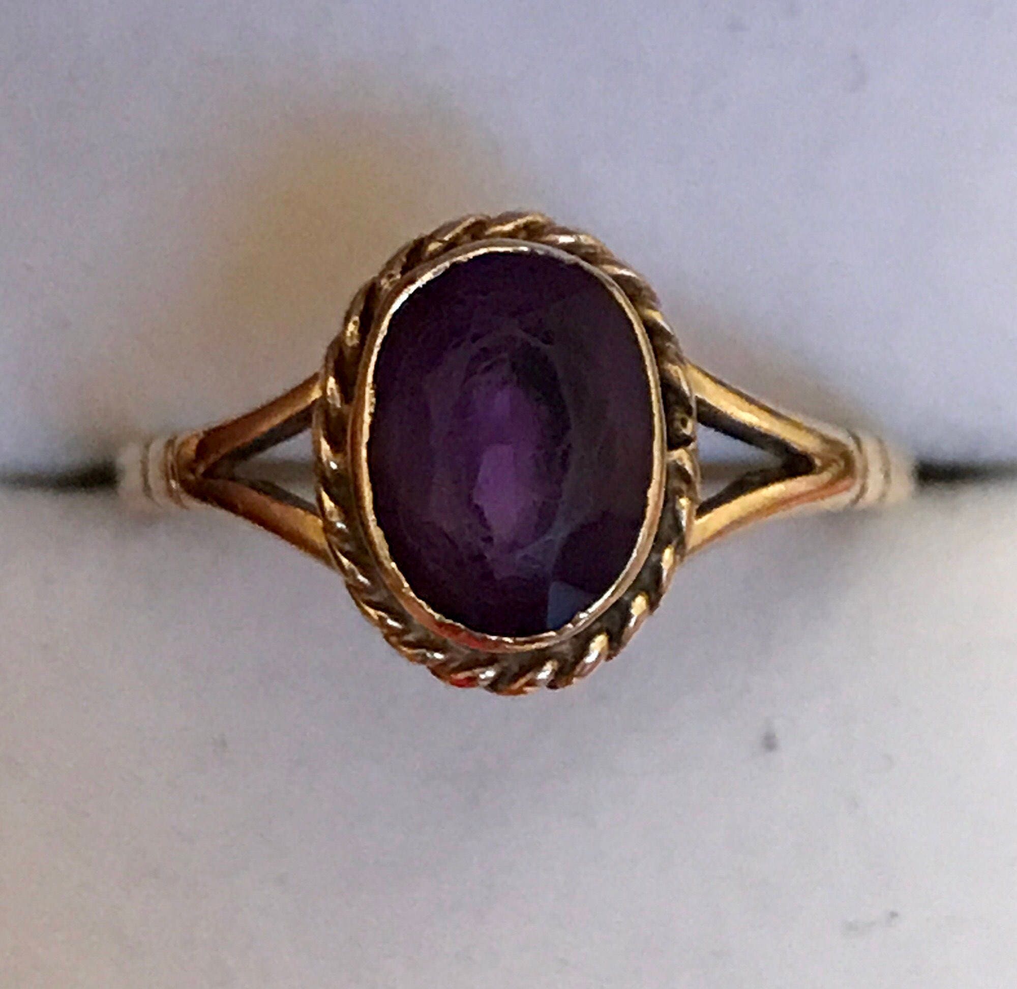 Super vintage 9ct gold Amethyst solitaire ring - 1988 **Reserved for ...