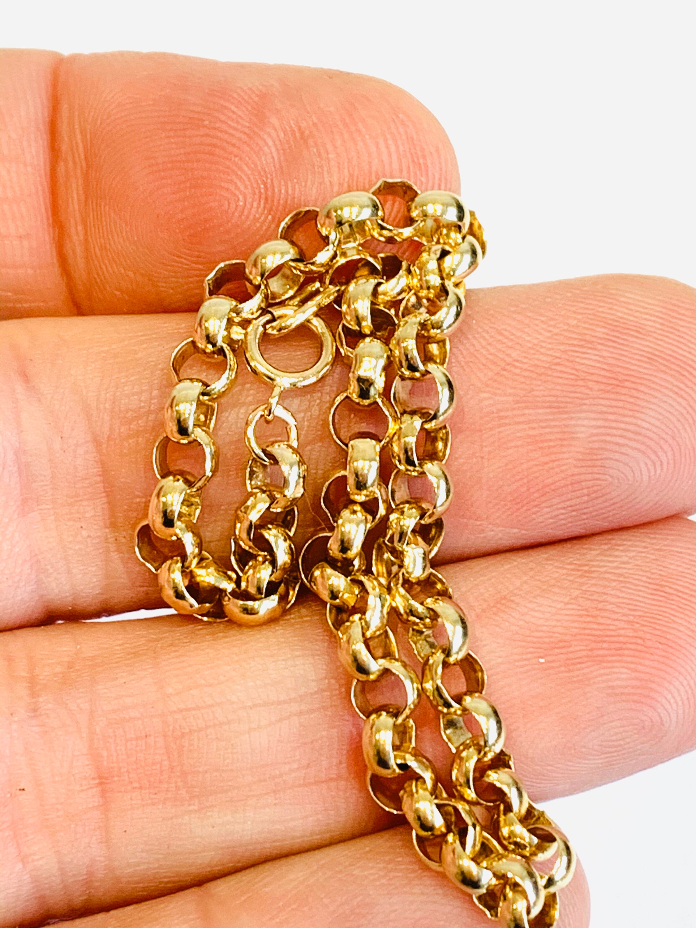 Vintage 9ct yellow gold 7 inch Belcher link bracelet