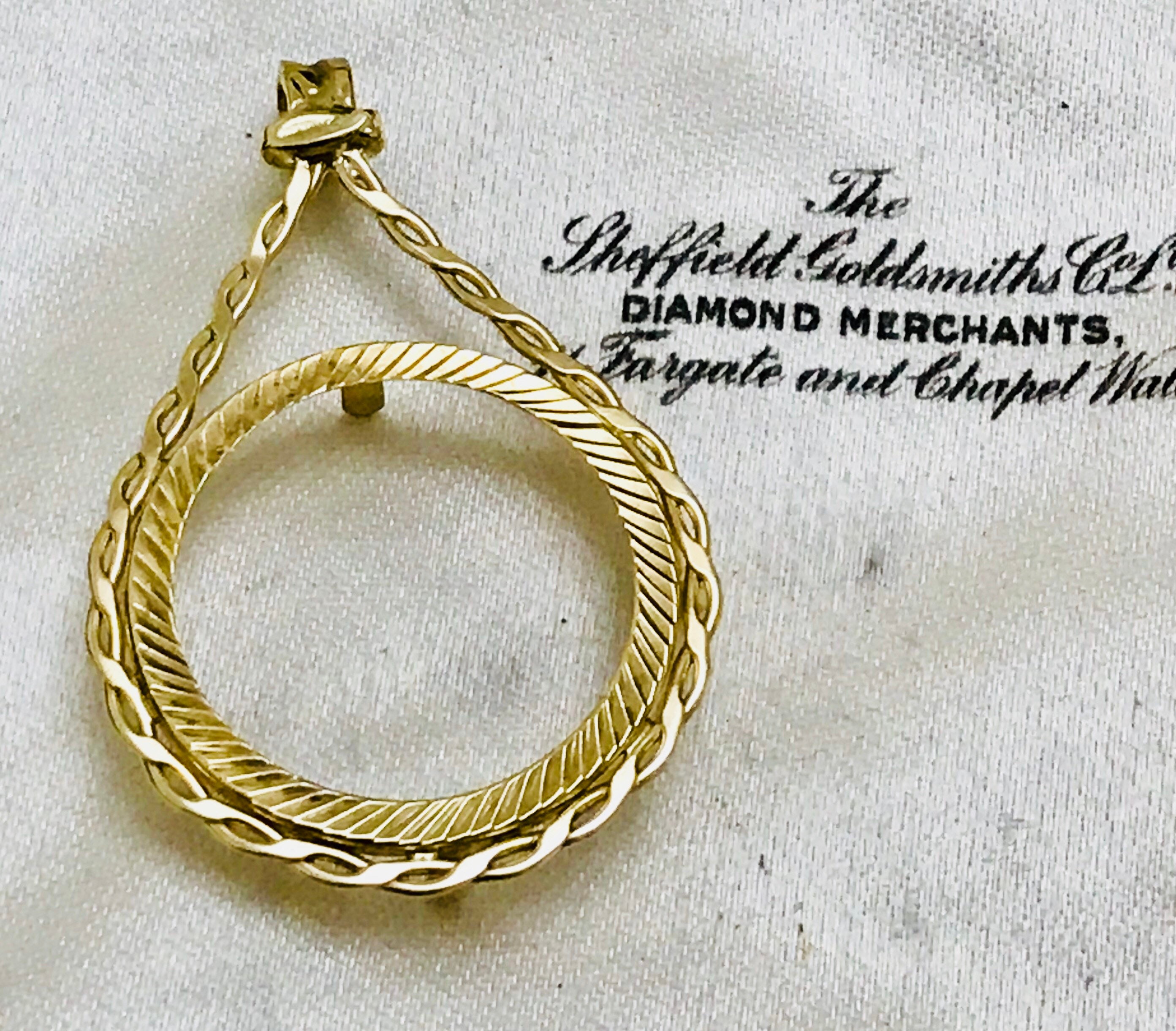 Super vintage 9ct yellow gold full Sovereign mount - hallmarked ...