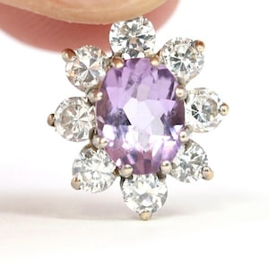 Vintage 17 inch 9ct gold Amethyst and CZ pendant - fully hallmarked