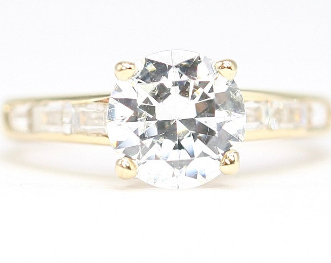 Superb vintage 14ct / 14K gold Cubic Zirconia dress ring - fully hallmarked - size M or US 6
