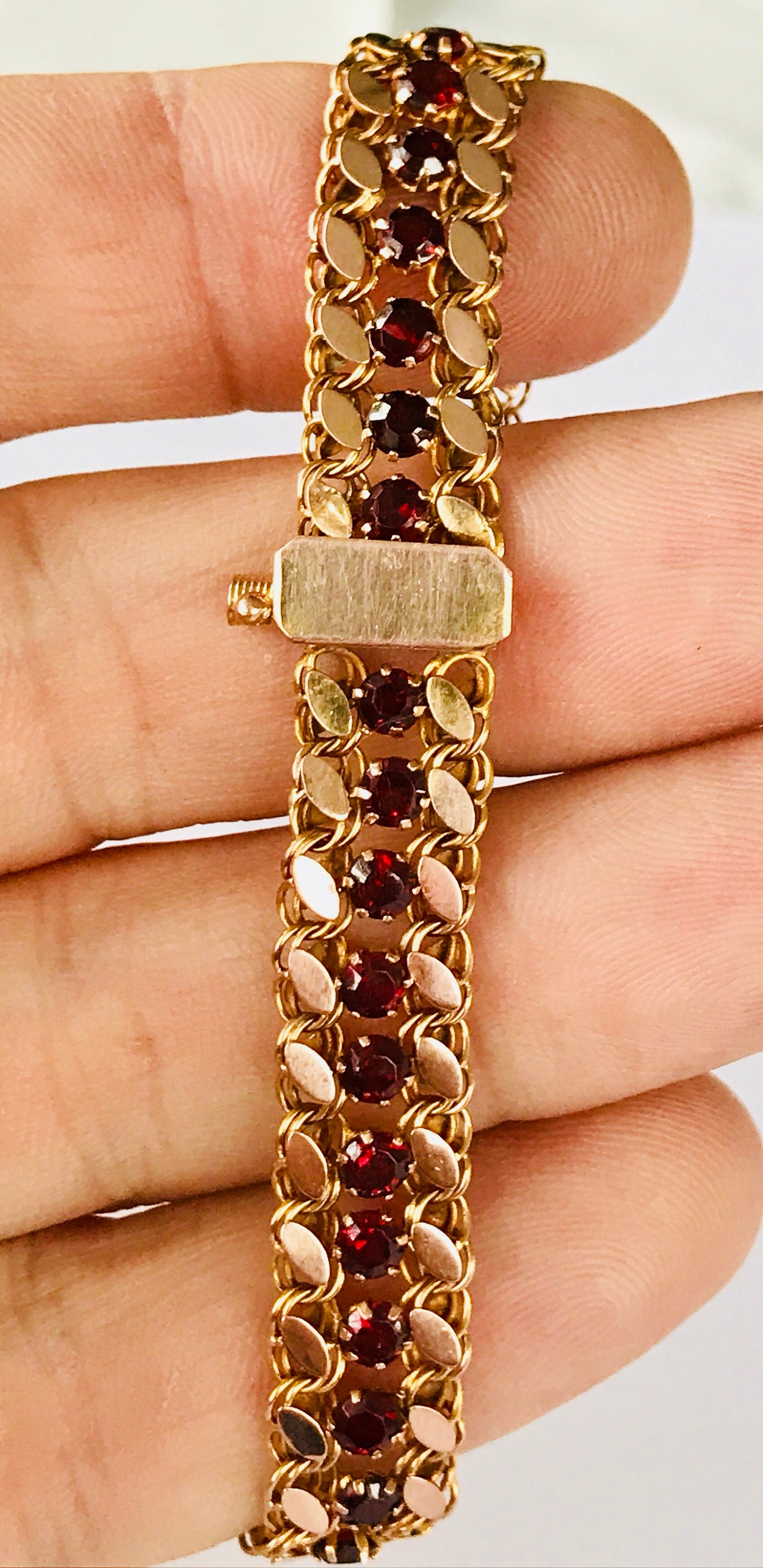 Superb antique 14ct rose gold Garnet bracelet ***Reserved***