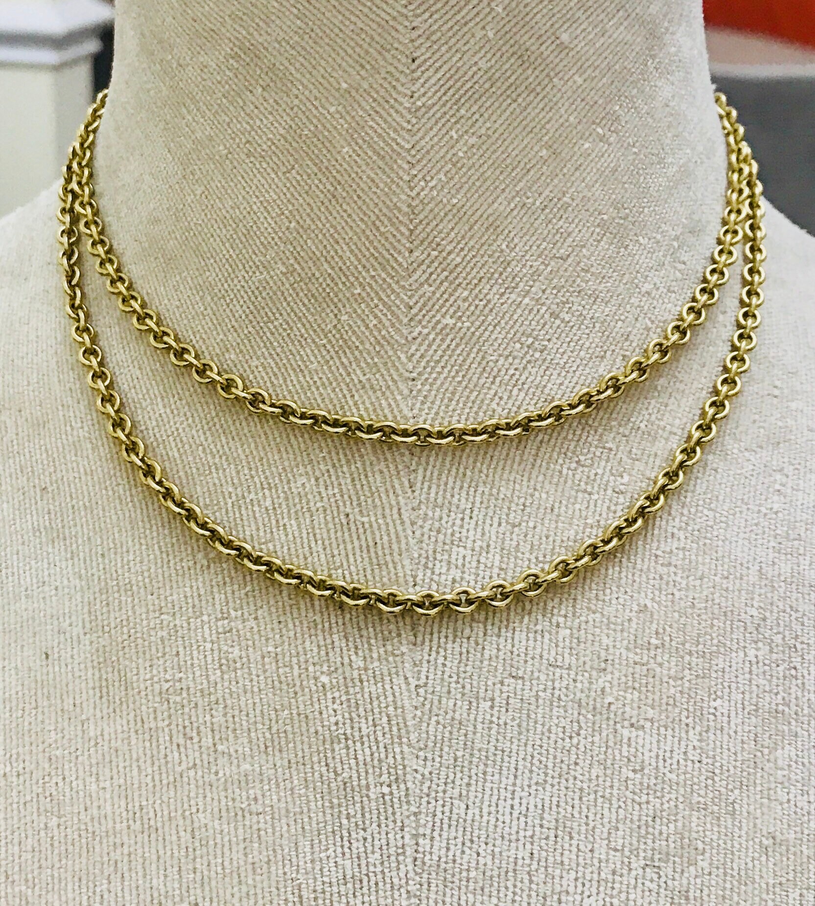 Superb very heavy vintage 9ct yellow gold 30 inch Rolo chain - fully ...