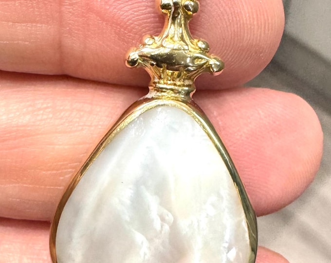 C W Sellors - Superb rare and heavy vintage 18ct gold MOP & Onyx fob pendant - Sheffield 2001 - 17.5gms