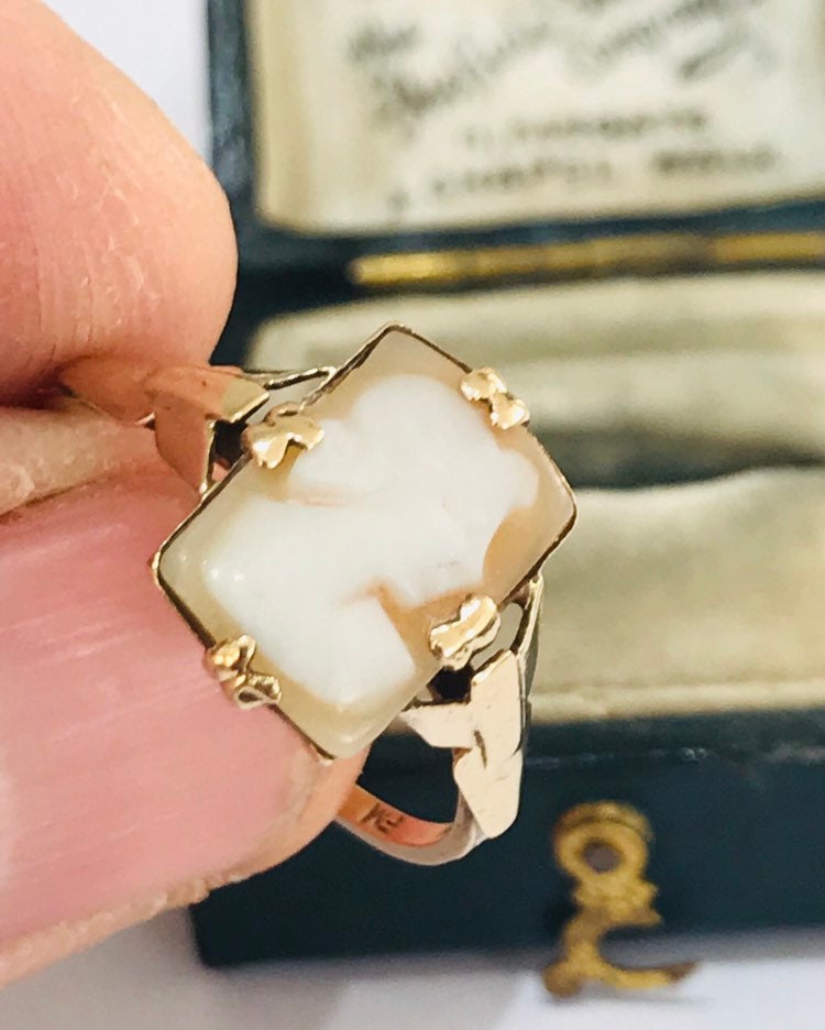 Square clearance cameo ring