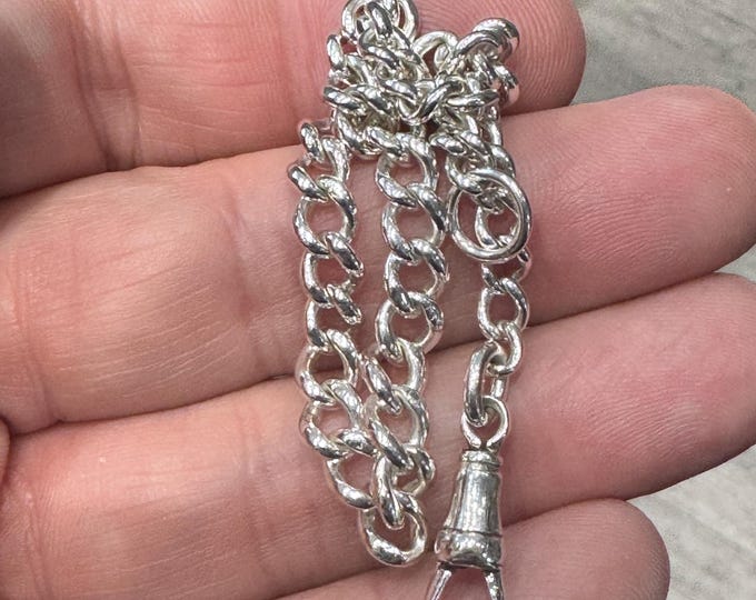 Antique 8 inch Sterling Silver Albert bracelet - Chester 1918