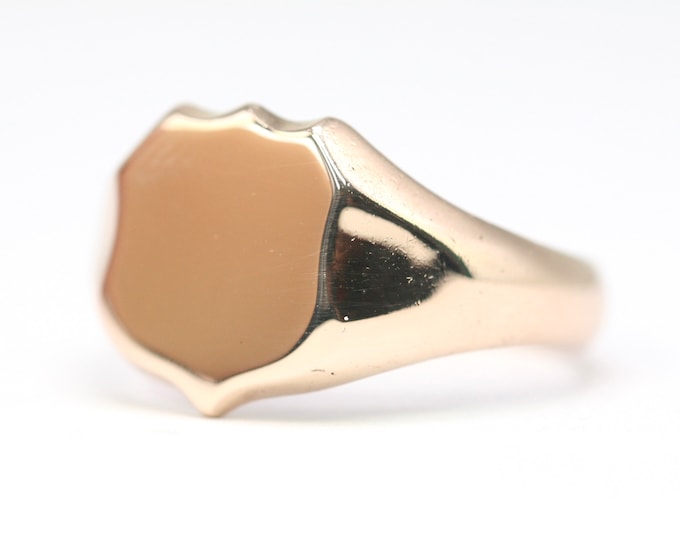 Antique 9ct rose gold signet ring - Chester 1914 - size U or 10 1/4