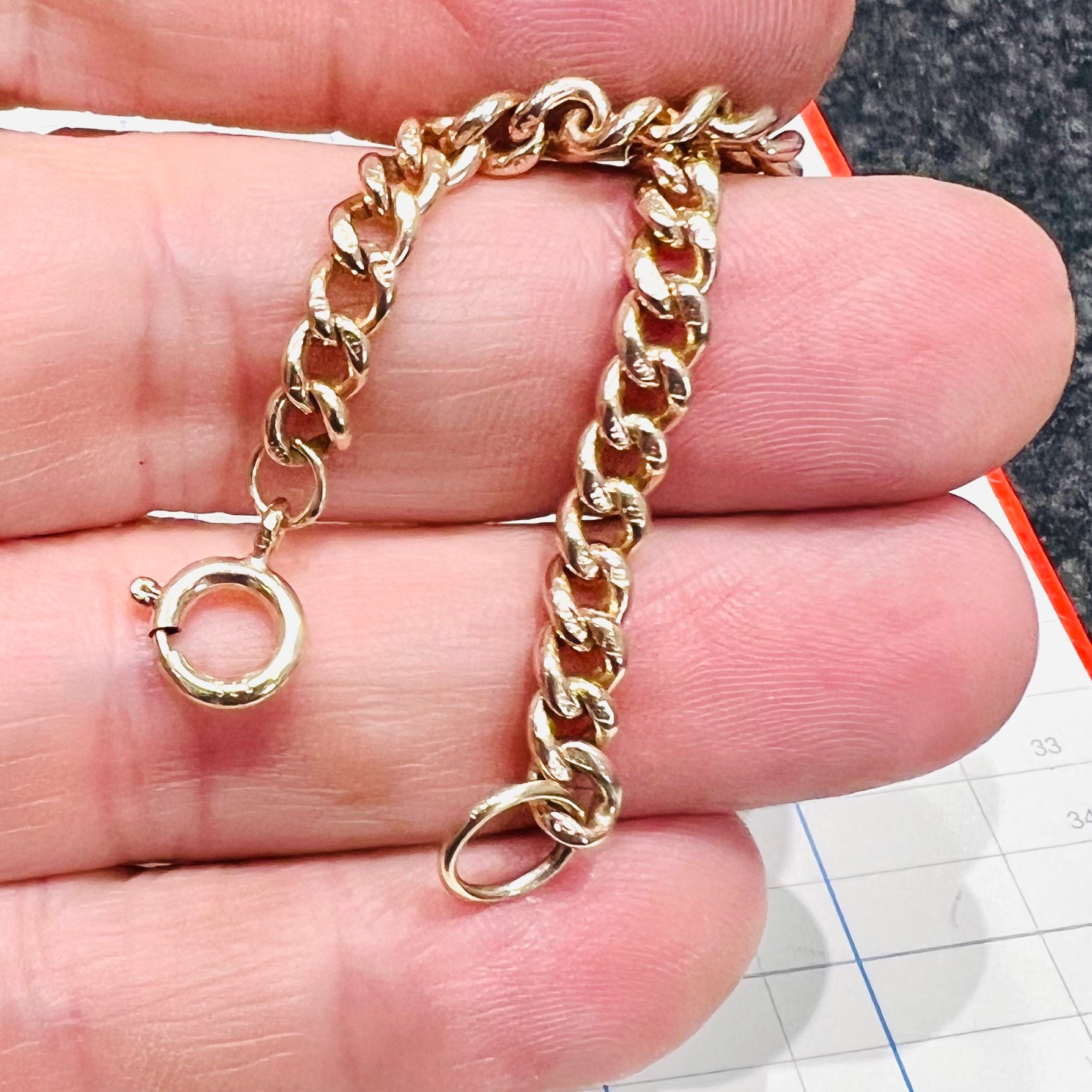 Superb antique 9ct gold 4 1/2 inch Albert chain / necklace extension piece