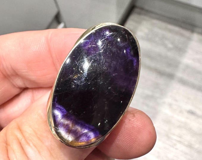 Superb heavy 9ct gold Blue John statement ring - Sheffield 1997 - 13.4gms