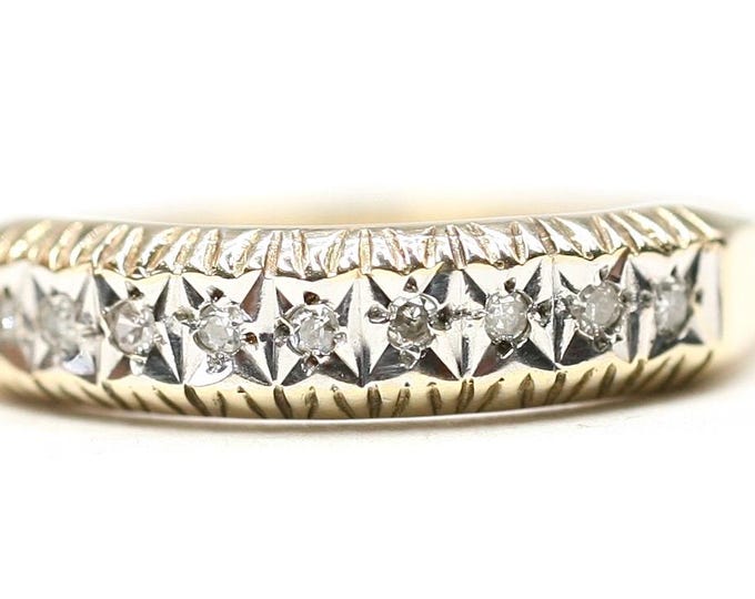 9ct gold Diamond band - fully hallmarked - size Q or US 8