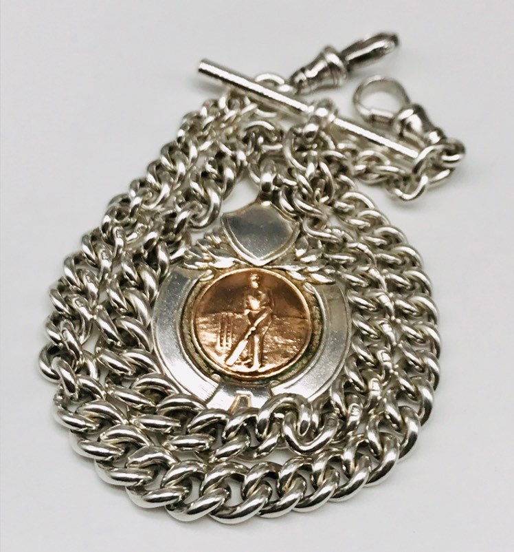 Superb antique sterling silver graduated double Albert pocket watch