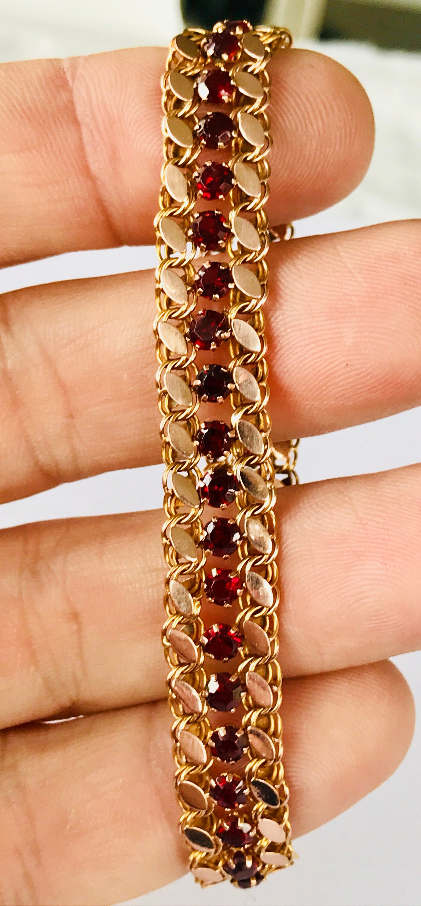 Superb antique 14ct rose gold Garnet bracelet ***Reserved***