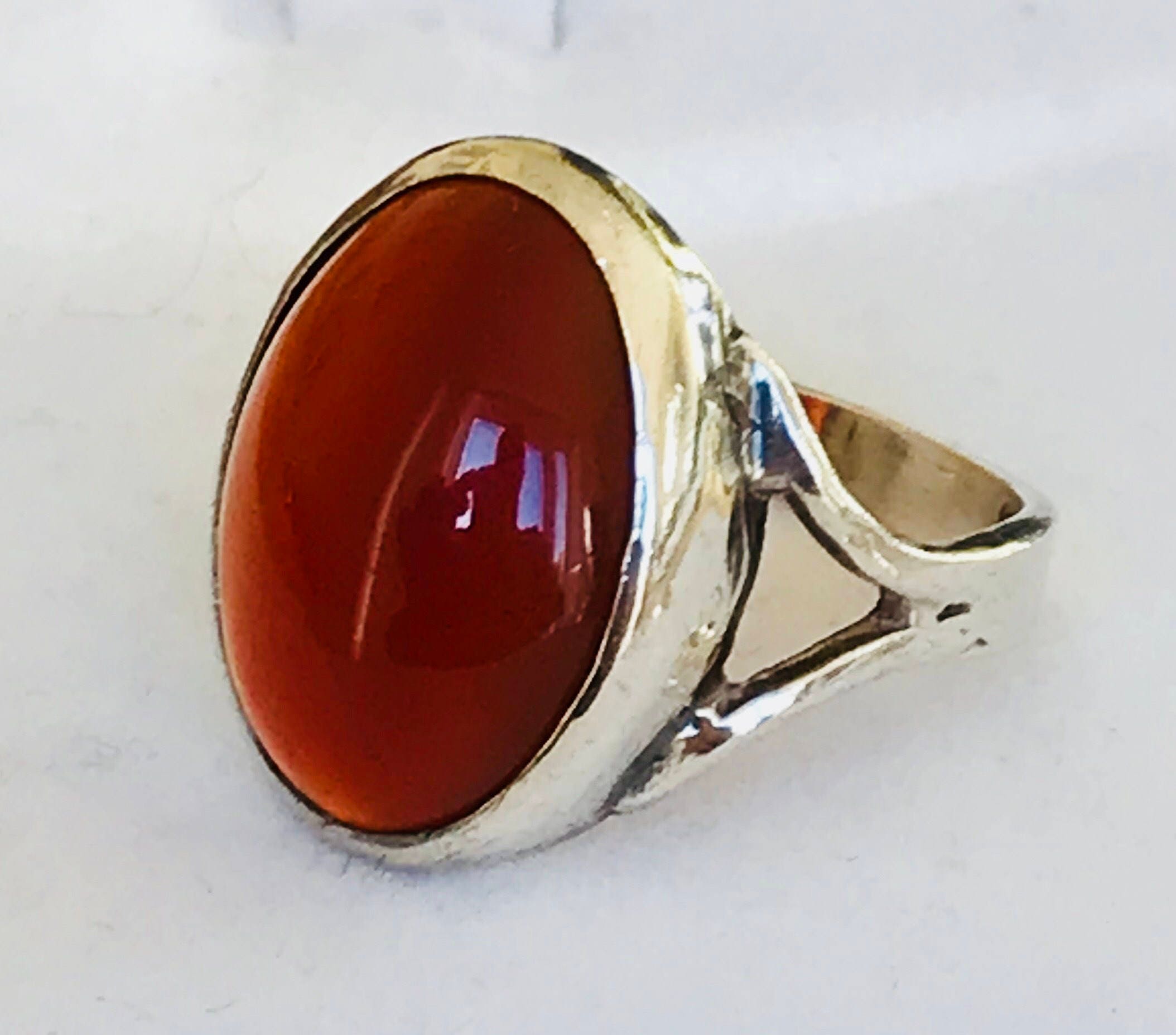 Stunning large vintage sterling silver Carnelian statement ring