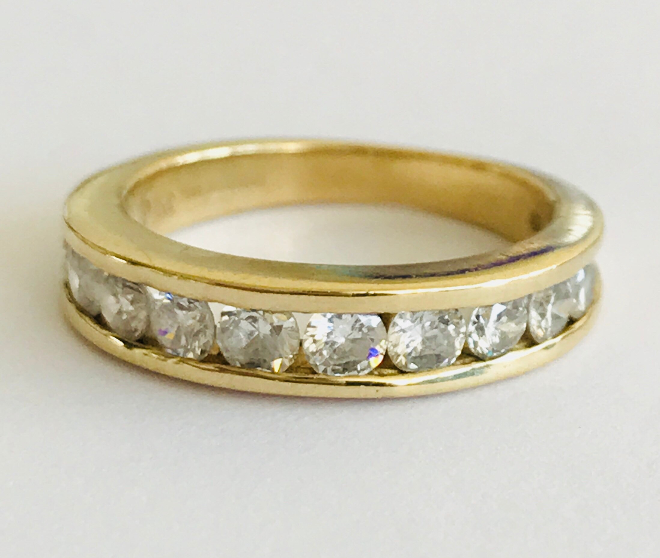 Sparkling vintage 9ct yellow gold Cubic Zirconia eternity ring - fully ...