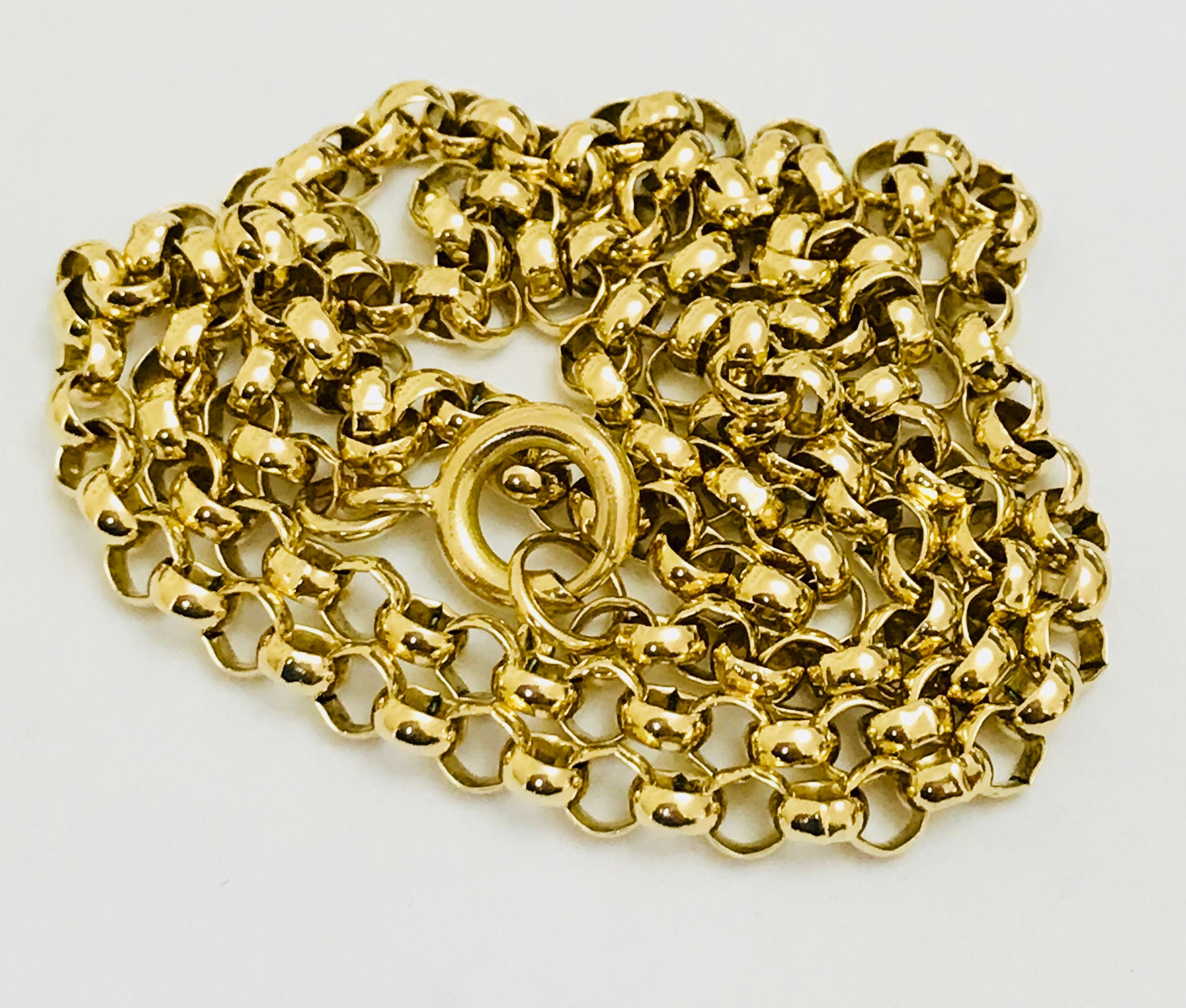Stunning antique heavy 9ct yellow gold 22 inch belcher chain - 21gms