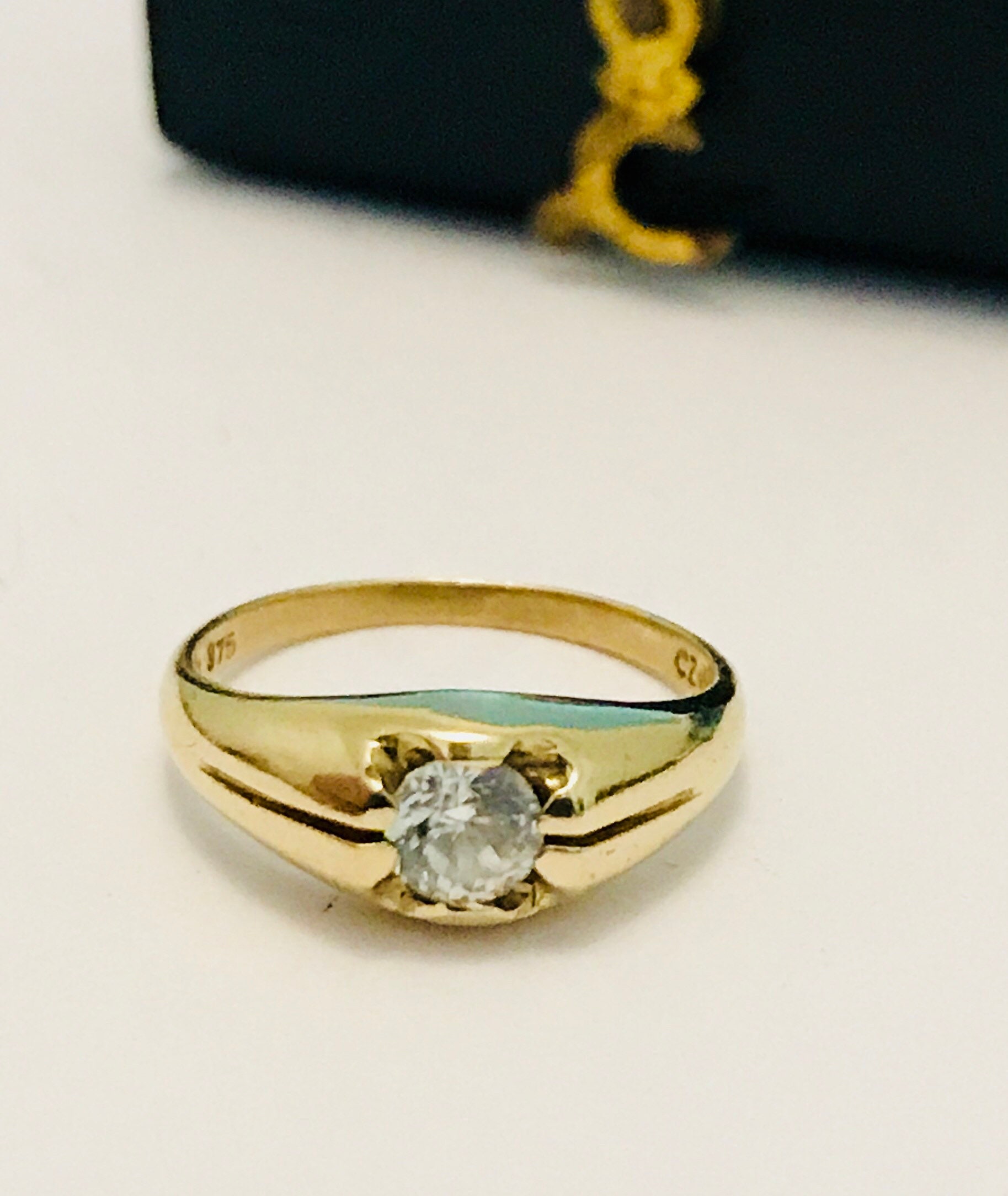 Very small childs or ladies pinky ring 9ct gold gypsy ring with Cubic