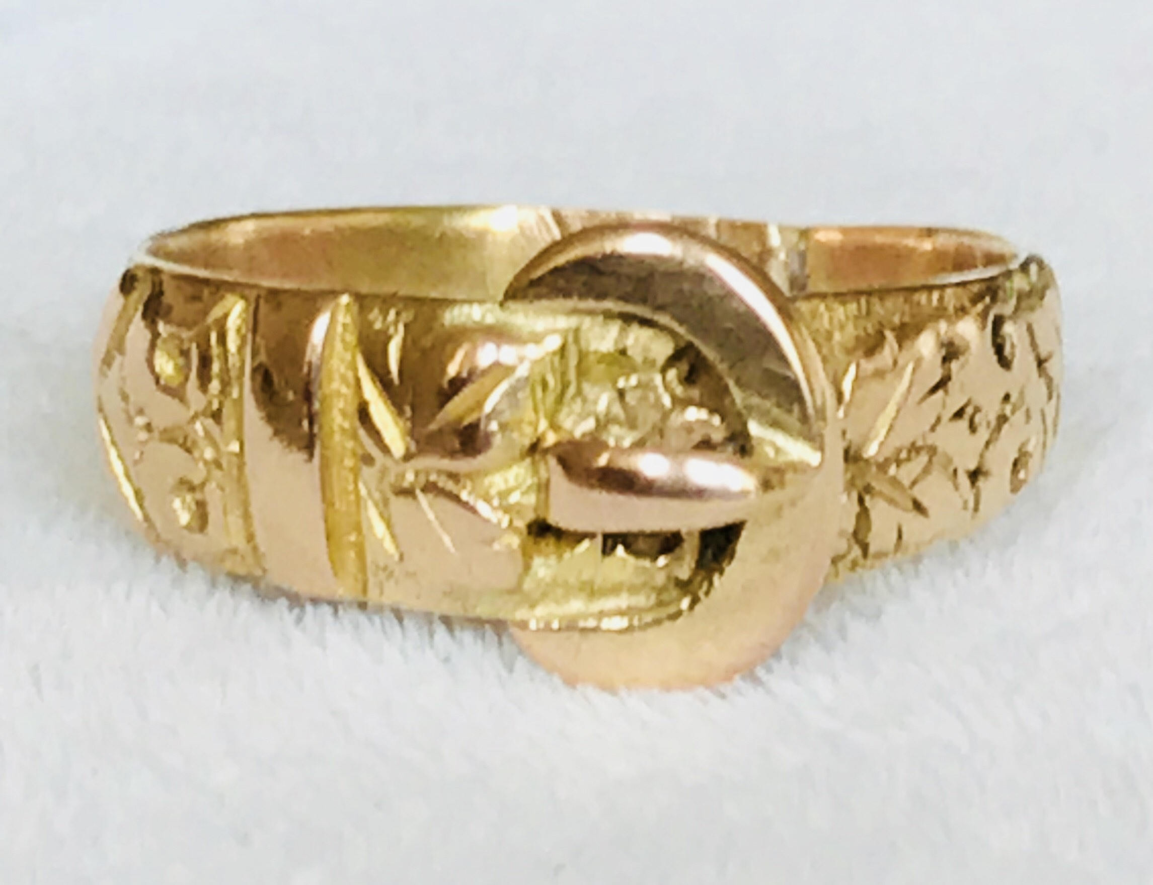 Stunning antique 9ct gold buckle ring Chester 1899