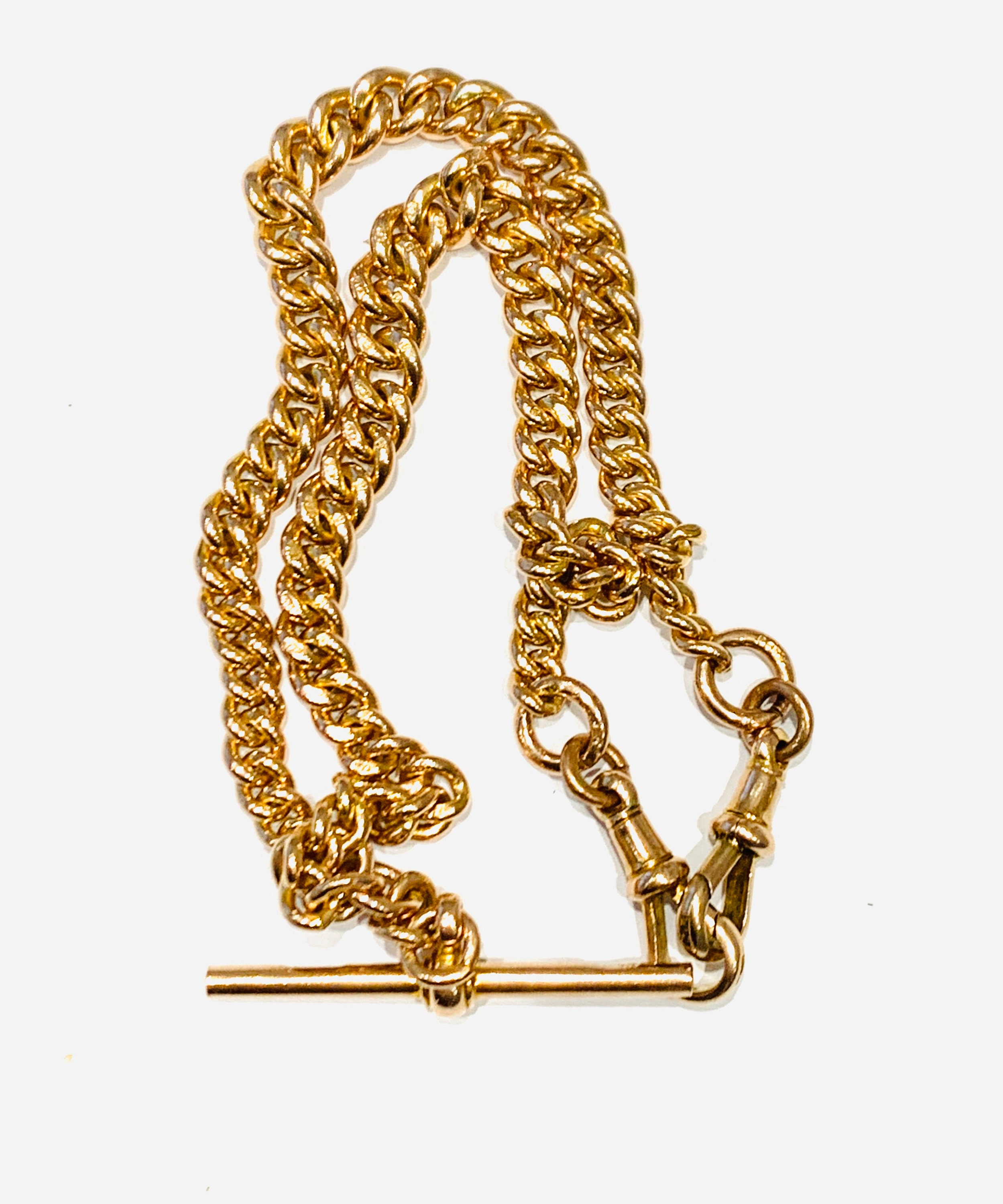 Exceptional antique 9ct rose gold 17 inch double Albert pocket watch