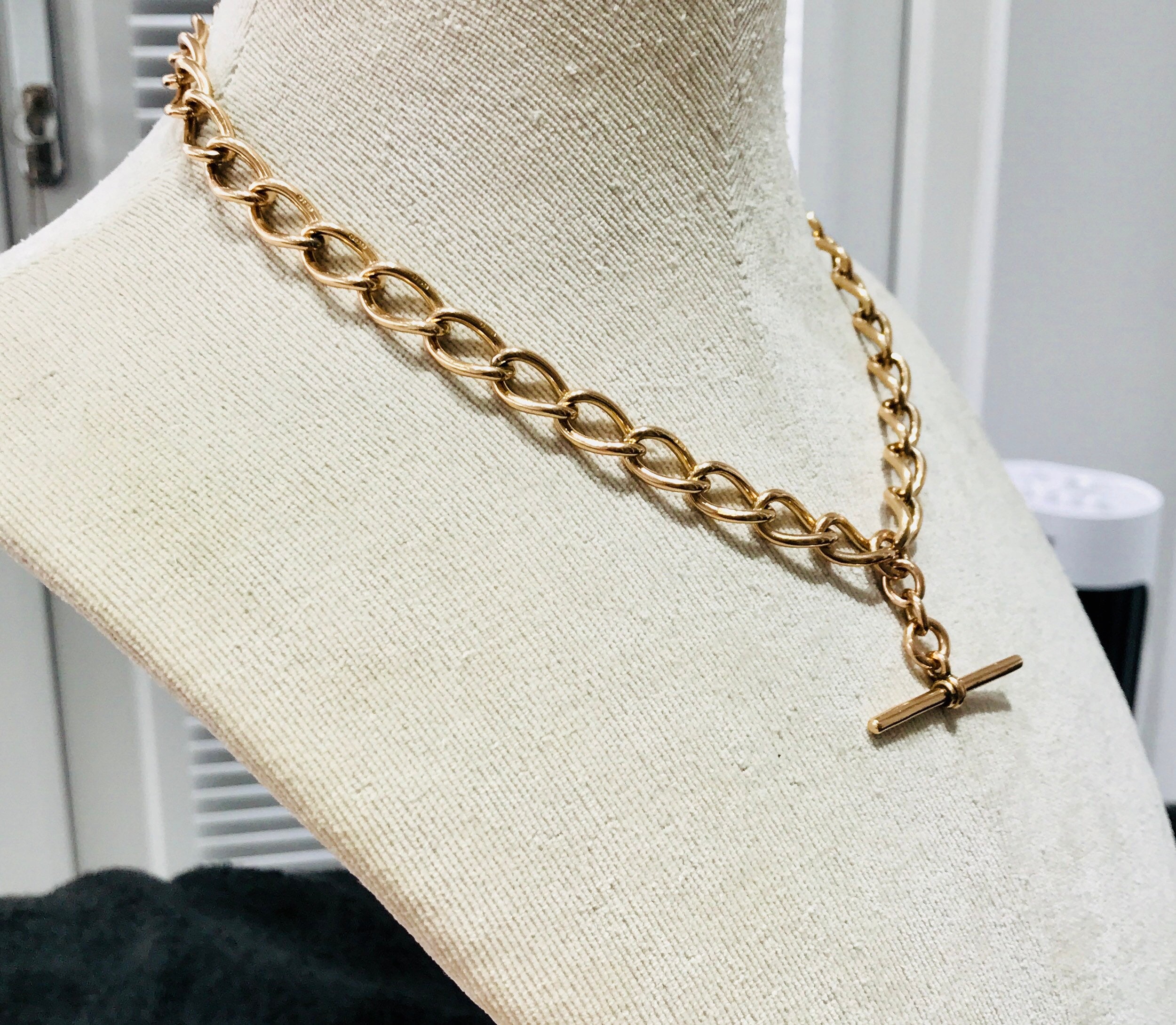 Fabulous heavy Victorian 9ct rose gold 17 inch double Albert chain
