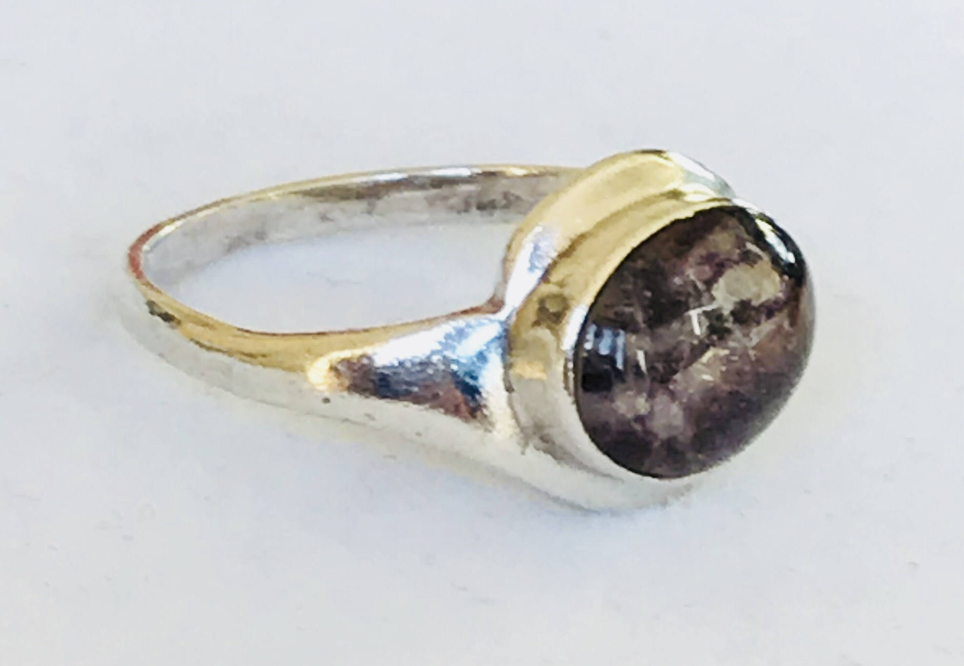 Superb vintage Sterling silver Blue John ring