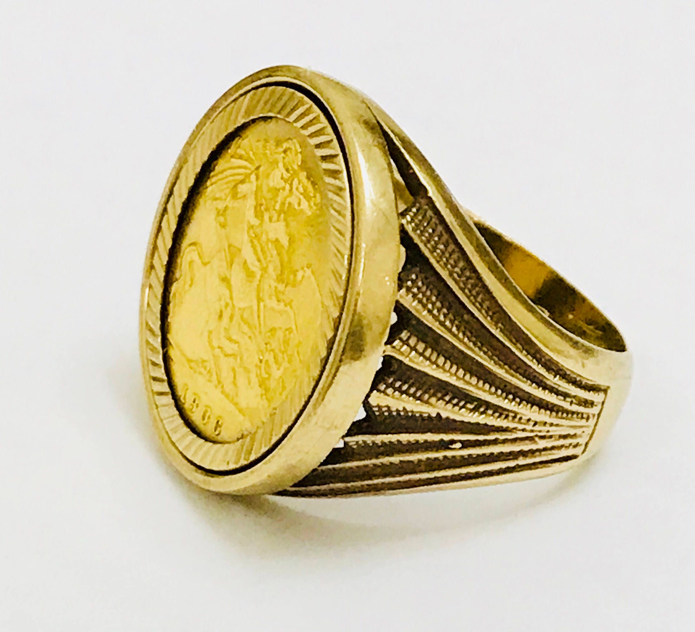 Superb Antique Edwardian 22ct Gold Half Sovereign Ring 1906 13gms ace-jewellerysovereign-rings-sovereign-bezels-pendant-mounts
