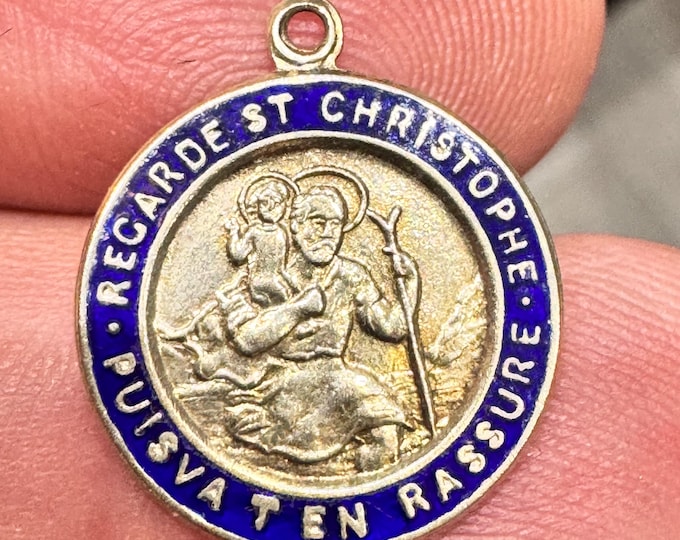 Vintage 9ct gold enamelled St Christopher charm - fully hallmarked