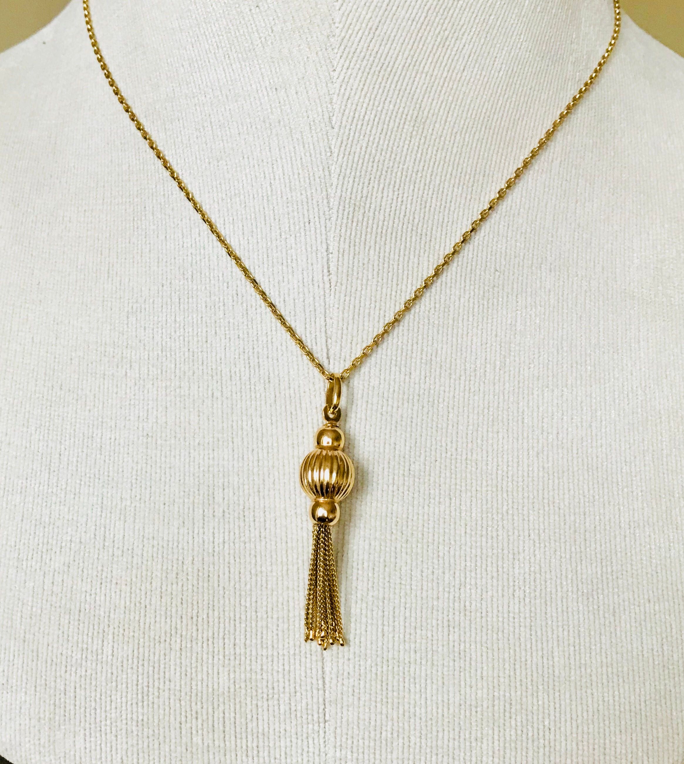 Stunning vintage 9ct gold Tassel necklace - fully hallmarked