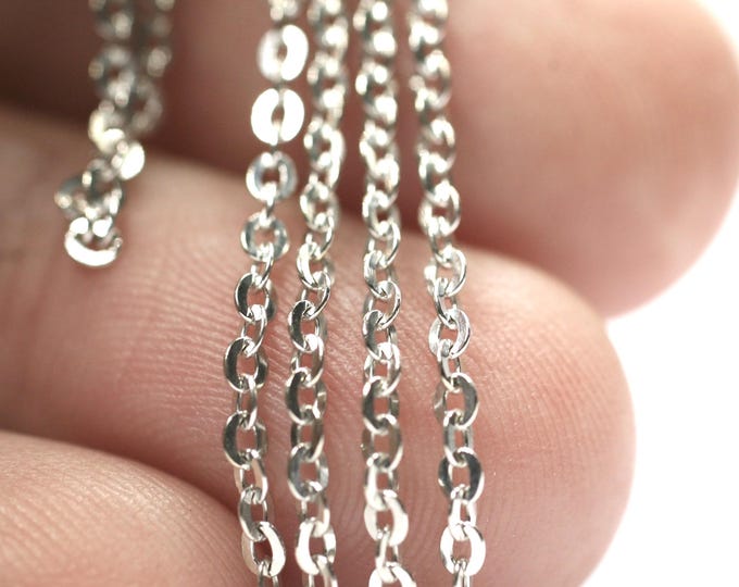 9ct white gold 18 inch chain - stamped 375