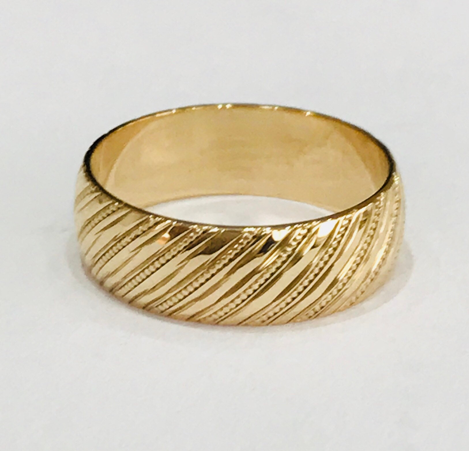 Vintage 9ct gold Ladies patterned wedding ring - hallmarked Sheffield ...