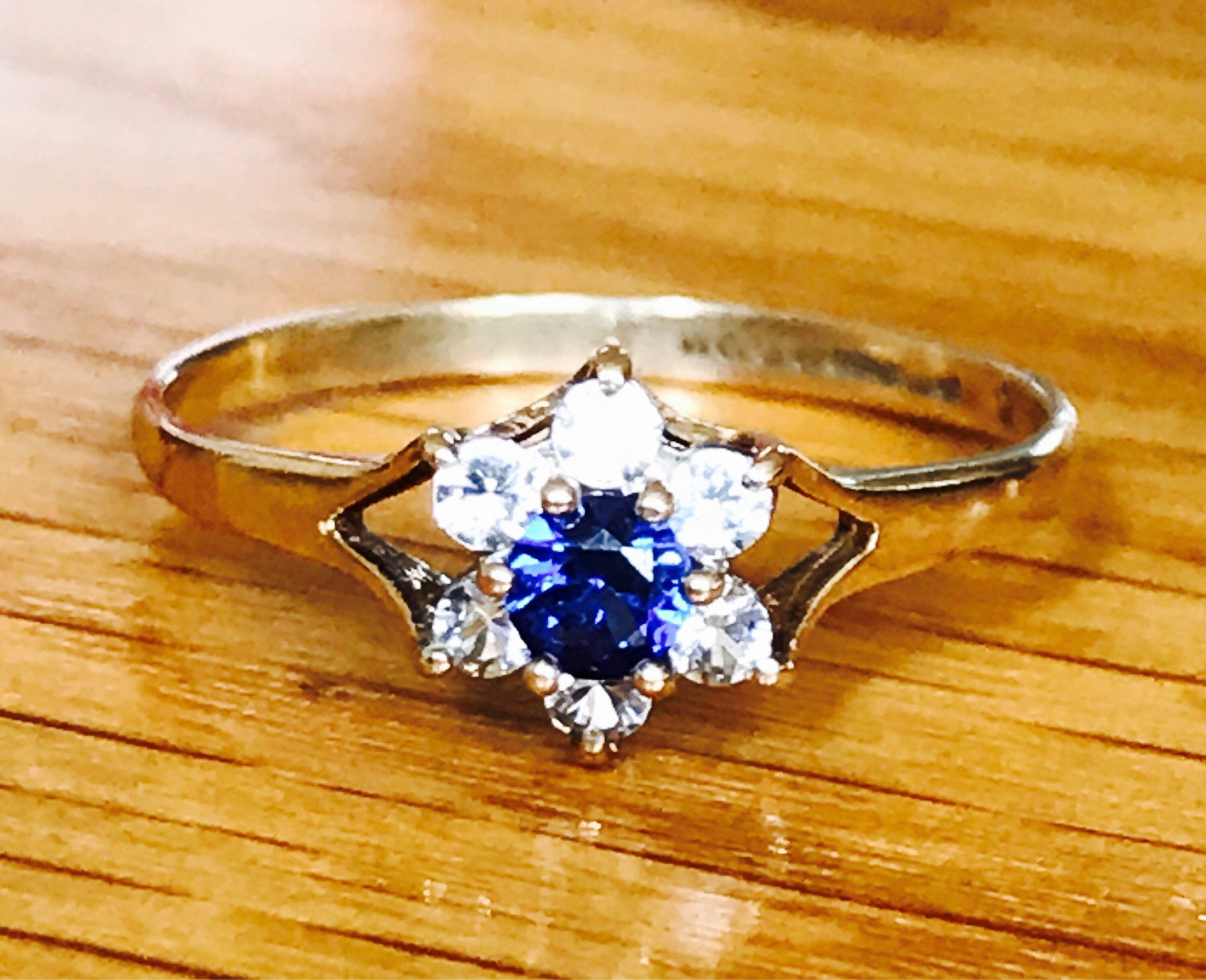 9ct Gold Sapphire & Cubic Zirconia Dress Ring
