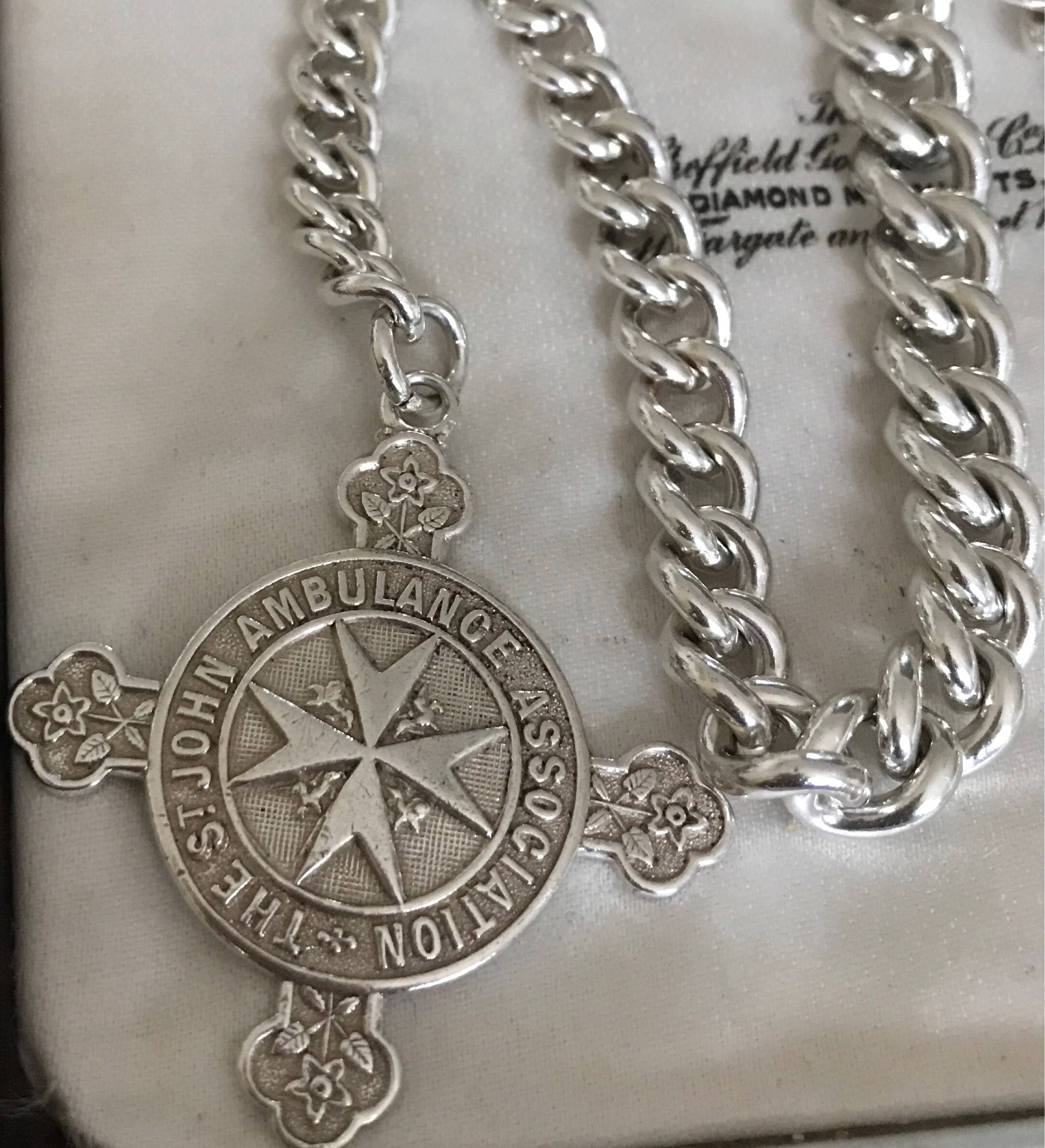 Superb antique Sterling silver graduated Albert pocket watch chain and