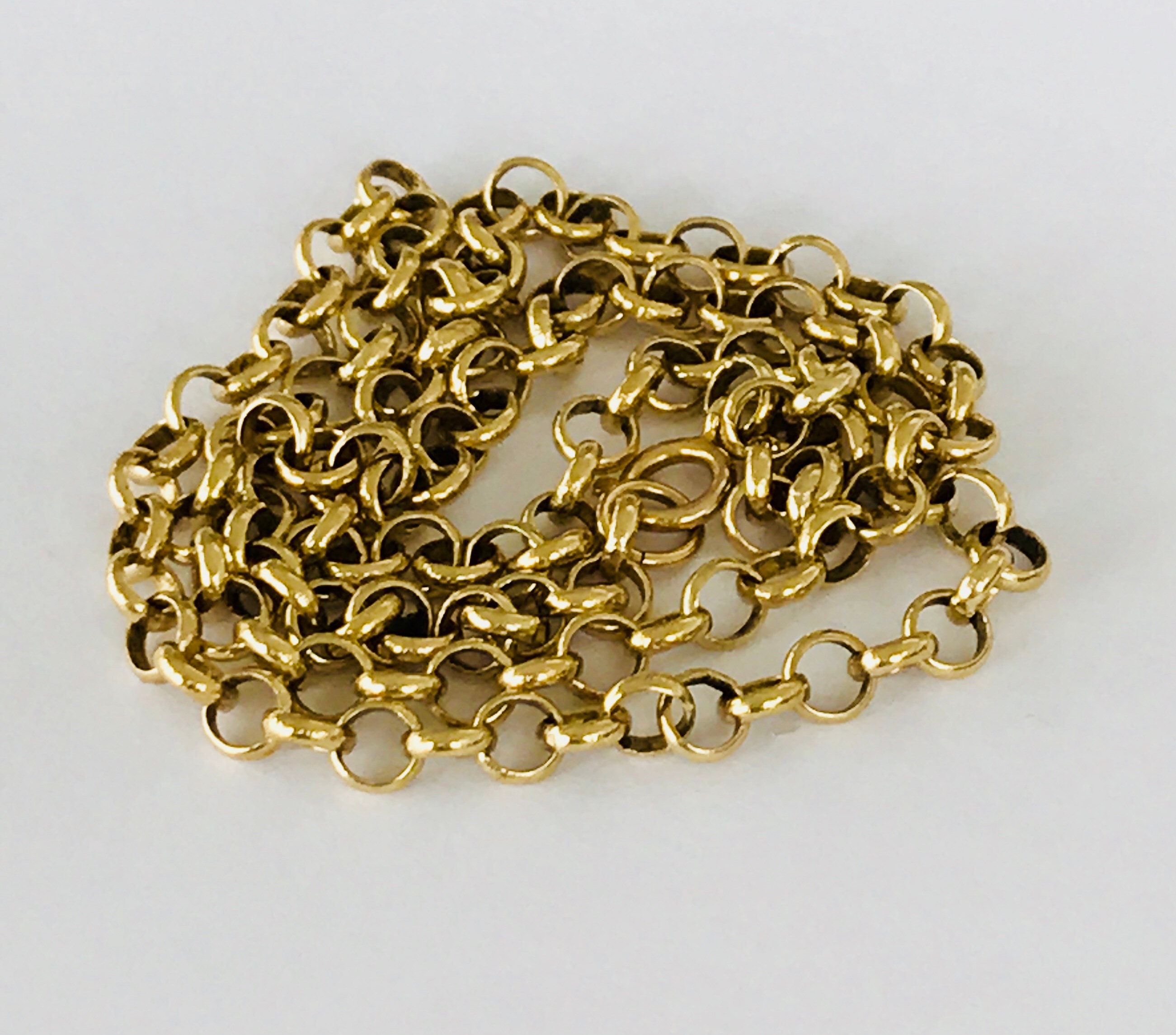Vintage 9ct yellow gold 16 inch belcher chain