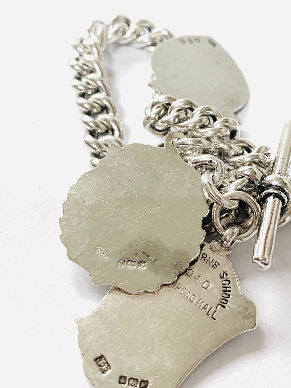 Superb heavy antique Victorian sterling silver graduated Albert pocket